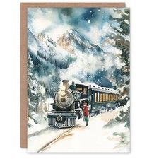 Polar Express Train Winter Landscape Christmas Fun Gift Festive Xmas Card