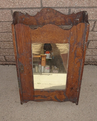 Antique oak medicine - antique,