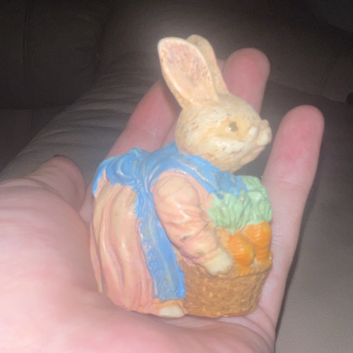 Ceramic rabbit figurine blue - ceramic,