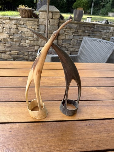 Vintage hand carved horn birds - hand,