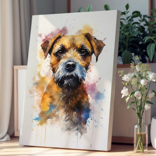 Border terrier gestural canvas - terrier,