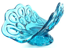L E Smith Blue Moon & Star Glass Banana Boat MCM Vintage USA Dish 1960s