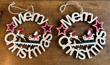 2 x Wooden Merry Christmas