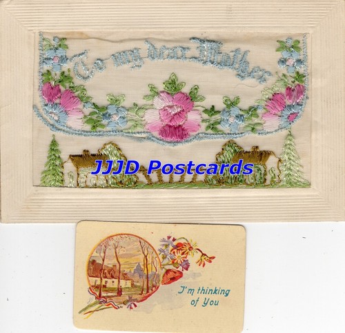 Embroidered silk postcard to - embroidered,