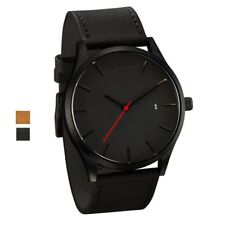 Men's Boys Leather Date Watch Waterproof Quartz Business Wrist Watches UK STOCK