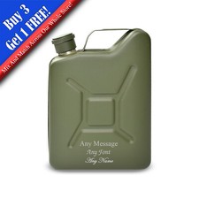 Personalised Engraved Green Jerry Can Hip Flask