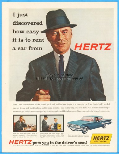 1960 hertz rent car rental - hertz, a