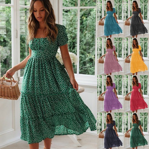Womens floral boho midi - boho, dress