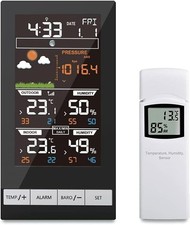 Wireless LCD Colour Weather Station Thermometer Hygrometer Barometer Moon Phase