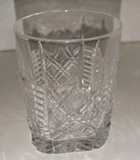 WATERFORD CRYSTAL RARE PATTERN? CLARE? SQUARE BASED WHISKY TUMBLER GLASSES - 9cm