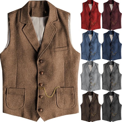 Mens tweed waistcoat - tweed,