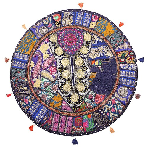 Ottoman round pouf - ottoman,