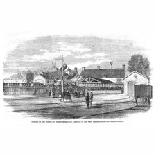 EXMOUTH Opening of the Exeter & Exmouth Railway - Antique Print 1861