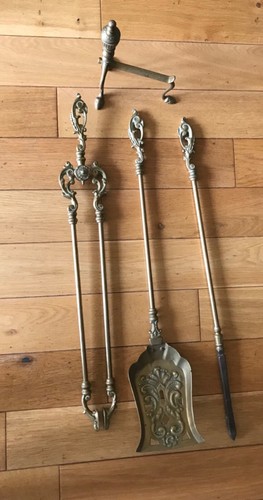 Heavy brass fire dog - dog, &