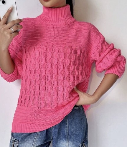 Ladies hot pink - hot, turtleneck