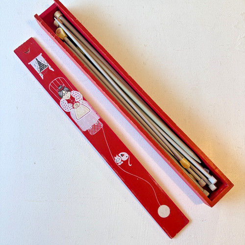 Wooden knitting needle box - knitting,