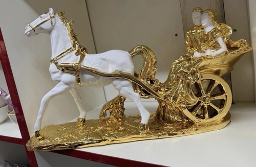 Elegant white horse and - horse, gold