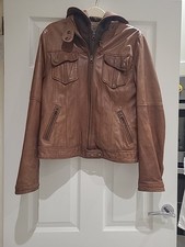 NEXT LEATHER JACKET TAN BROWN SIZE 14 VGC