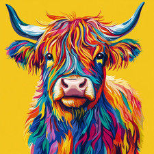 Hkliopu highland cow - cow, diamond
