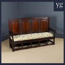 Antique English 17th Century Oak 6ft 2" Kitchen Hall Pub Settle Bench Pew Seat