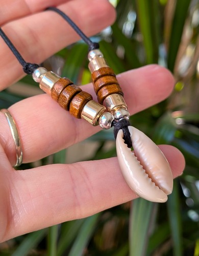Shell necklace cowrie pendant - shell,