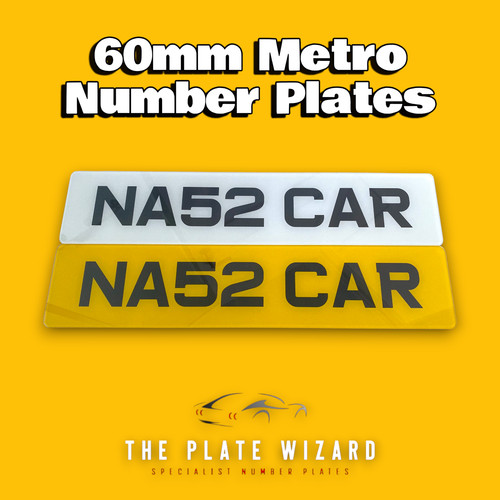 60mm metro font number plates - metro,