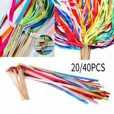 20/40X Colorful Ribbon Sticks Fairy Sticks Ribbon Streamers Wands with Tiny Bell