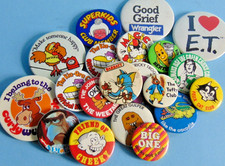 Collection of twenty vintage retro tin pin promo badges