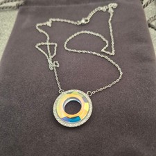 Simulated mystic Topaz & Diamond Halo necklace  in Silver tone