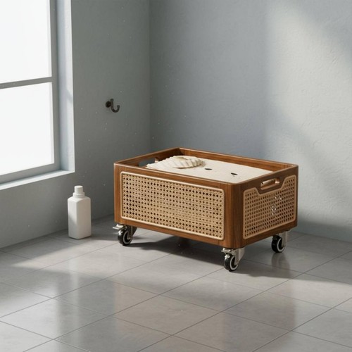 Wooden laundry hamper - wooden,