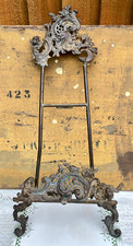 Antique French Ornate Rococo Style Large Gilt Brass Table Easel 55cm