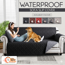 Waterproof Reversible Sofa Cover Quilted Couch Protector With Free Pillow Cover