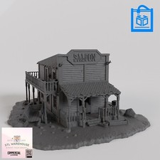 Old Two Storey Wild West Saloon Tabletop Gaming Terrain 3D Printed 20/28/32MM