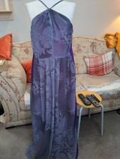 Ossie Clark London Beautiful Purple / Grey Evening Dress Chiffon Size 18