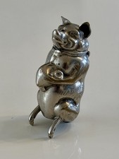 Silver plated pig vesta case &