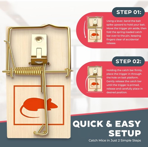 Wooden spring mouse traps 4 - wooden,