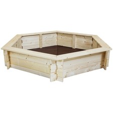 Charles Bentley Kids Children Outdoor Hexagonal FSC Wood Sand Pit Box Play