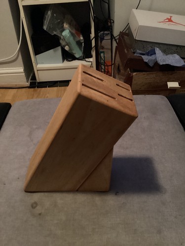 Vintage solid wood knife block - vintage,