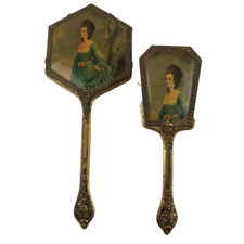 Antique Hair Brush And Mirror Set Ornate (RARE)