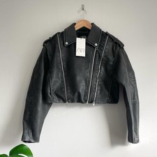 Zara Grey Faux Leather Biker