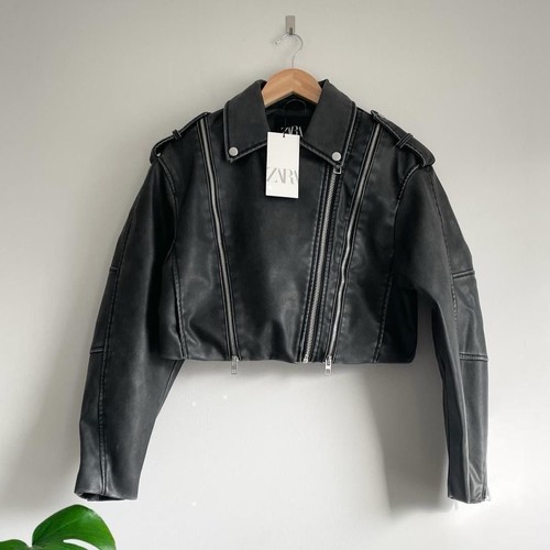 Zara grey faux - zara, biker