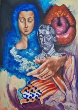 Lysiane D. COSTE mixed media on paper, on paper Figuration Free 50/70cm