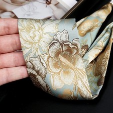 Magnetic Pearl Clasp Silk Scarf Necklace Retro Print Floral Pattern for Women