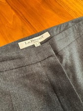 LK Bennett flat front charcoal grey straight leg wool trousers, Size 14.