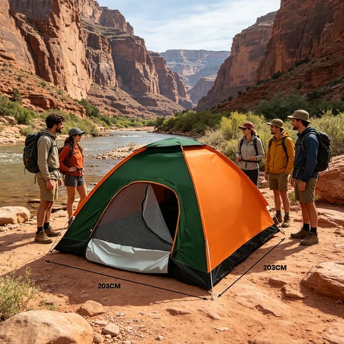Man person pop up - man, tent