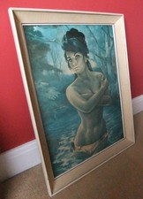 J H Lynch The Nymph Original Vintage Framed Print 60's/ 70s