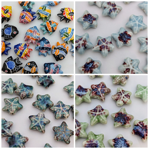 Ceramic beads starfish shape - ceramic,