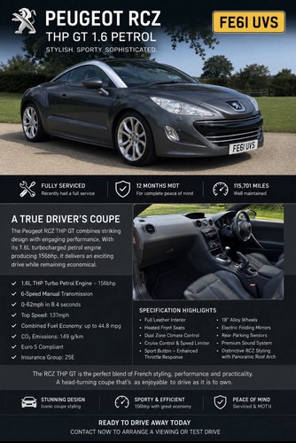 2011 peugeot rcz - peugeot, 1.6