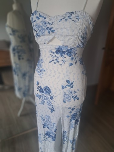 Zara white blue floral dress - zara,
