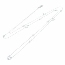 TIFFANY&Co. Tiffany by the Yard Heart Necklace 7P Diamond Long Elsa Peretti Silv